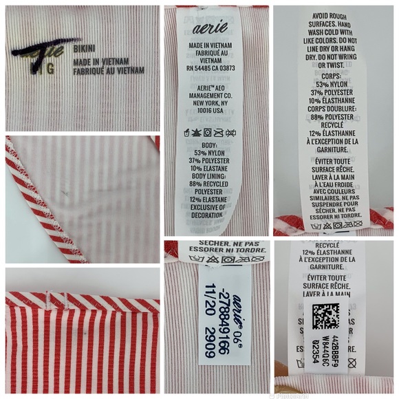 Aerie NWOT Red and White Gingham Striped Ruffle Detail Bikini Bottom, Large - Picture 16 of 16